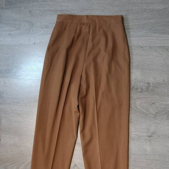 Shop 80s Vintage Quiet Luxury High Waisted Wool Tapered BRONZE Dress Pants - Picture 8 of 11